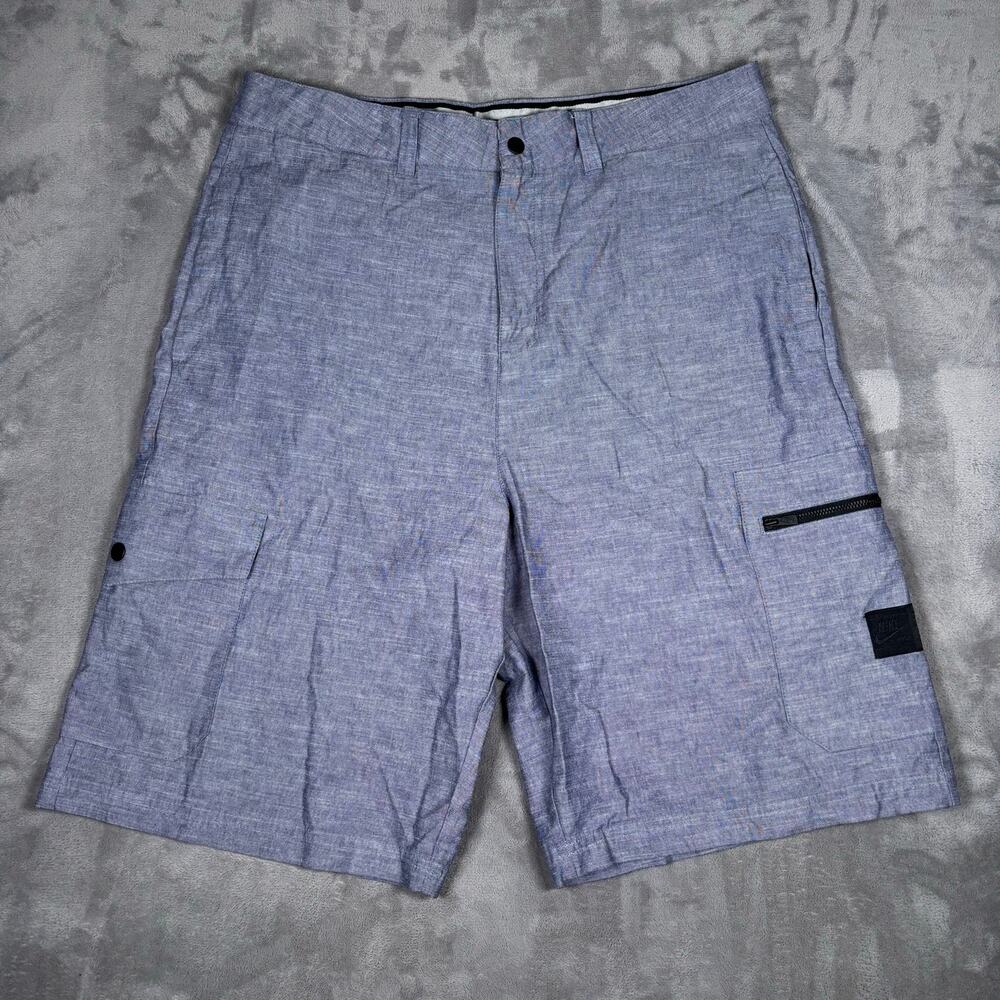 Nike Sportswear Baggy Cargo Shorts Blue Chambray Utility Men’s Size 34